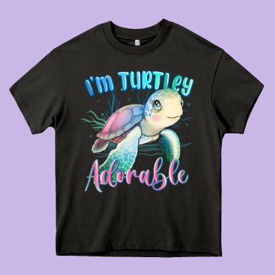Im Turtley Adorable Turtle Heavy Core Tee Designed By Maliassmallbusiness