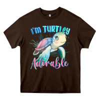 Chocolate Brown im turtley adorable turtle Heavy Core Tee - MaliasSmallBusiness