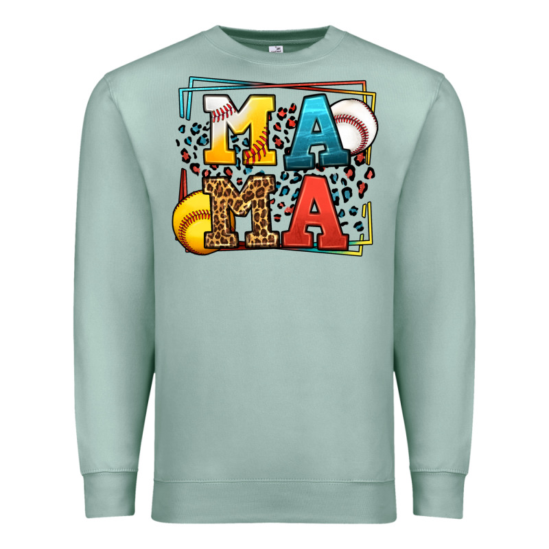 Leopard Softball And Baseball Mama Mother's Day Premium Sweatshirt by LillyAllenDesigns | Teevron