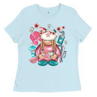 Baby Blue dentist gnome Ladies Tee - NancyCooperArtShop