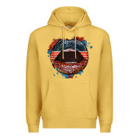 Antique Gold American flag lips 4th of july Premium Hoodie - FaDigitalArtStudio