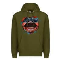 Army Green American flag lips 4th of july Premium Hoodie - FaDigitalArtStudio