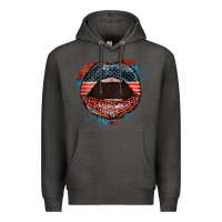 Charcoal Heather American flag lips 4th of july Premium Hoodie - FaDigitalArtStudio