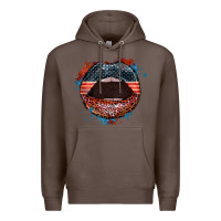 Coffee American flag lips 4th of july Premium Hoodie - FaDigitalArtStudio