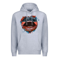 Heather Grey American flag lips 4th of july Premium Hoodie - FaDigitalArtStudio