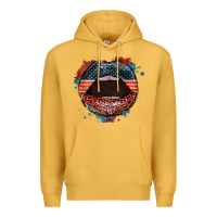 Mustard American flag lips 4th of july Premium Hoodie - FaDigitalArtStudio