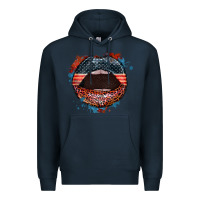 Navy American flag lips 4th of july Premium Hoodie - FaDigitalArtStudio