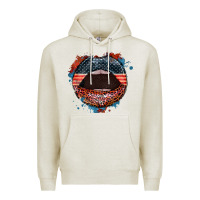 Oatmeal Heather American flag lips 4th of july Premium Hoodie - FaDigitalArtStudio