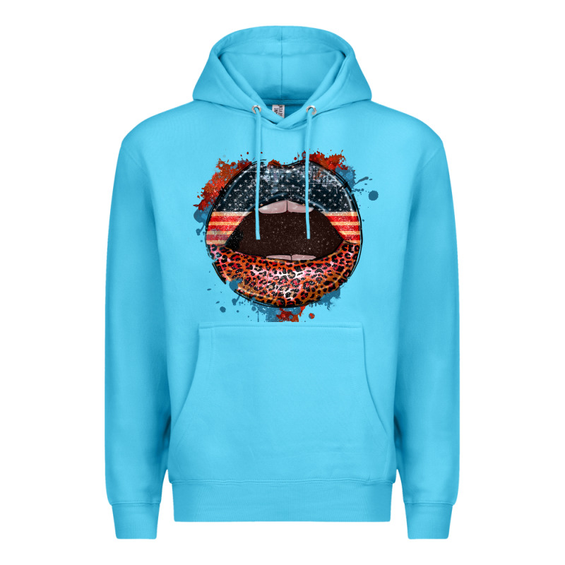 American Flag Lips 4th Of July Premium Hoodie by FaDigitalArtStudio | Teevron