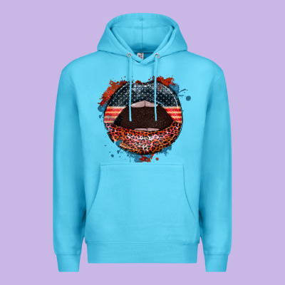 American Flag Lips 4th Of July Premium Hoodie Designed By Fadigitalartstudio