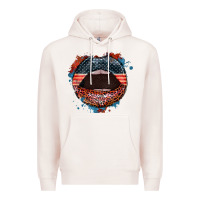 Pale Pink American flag lips 4th of july Premium Hoodie - FaDigitalArtStudio