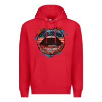 Red American flag lips 4th of july Premium Hoodie - FaDigitalArtStudio