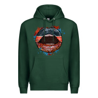 Sports Green American flag lips 4th of july Premium Hoodie - FaDigitalArtStudio