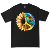 Black Hippie Soul with Sunflower and Leopard Background Premium Tee - JahusDesignShop