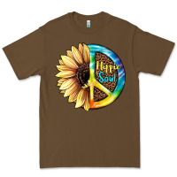 Cacao Hippie Soul with Sunflower and Leopard Background Premium Tee - JahusDesignShop