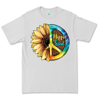 Dove Grey Hippie Soul with Sunflower and Leopard Background Premium Tee - JahusDesignShop