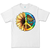 White Hippie Soul with Sunflower and Leopard Background Premium Tee - JahusDesignShop