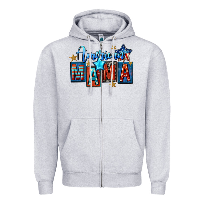 American Mama 4th Of July Zipper Hoodie by FaDigitalArtStudio | Teevron
