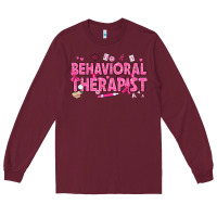 Burgundy Breast Cancer behavioral therapist Long Sleeve Tee - texasbilliewilder