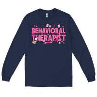 Navy Breast Cancer behavioral therapist Long Sleeve Tee - texasbilliewilder