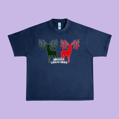 Merry Christmas Reindeer Urban Heavy Tee Designed By Bettercallsaul