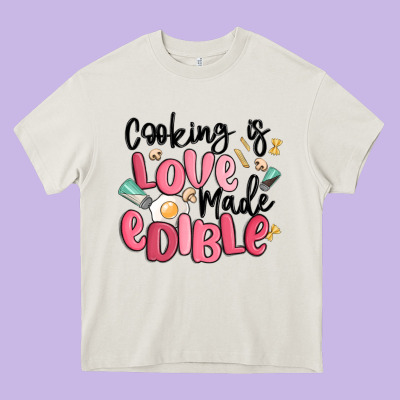 Cooking Is Love Made Edible Heavy Core Tee Designed By Maliassmallbusiness