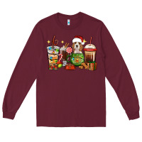 Burgundy Christmas coffee cups with Beagle Long Sleeve Tee - RanaPortraitStore