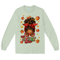 Matcha one merry mama christmas afro messy bun Long Sleeve Tee - texasbilliewilder