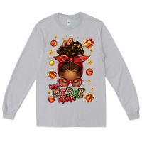 Moon Dust one merry mama christmas afro messy bun Long Sleeve Tee - texasbilliewilder