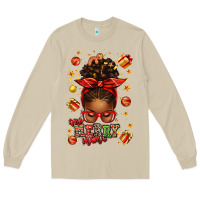 Mushroom one merry mama christmas afro messy bun Long Sleeve Tee - texasbilliewilder