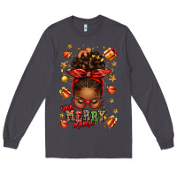 Smoke one merry mama christmas afro messy bun Long Sleeve Tee - texasbilliewilder
