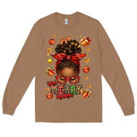 Toasted Coconut one merry mama christmas afro messy bun Long Sleeve Tee - texasbilliewilder
