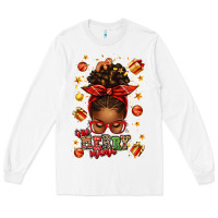White one merry mama christmas afro messy bun Long Sleeve Tee - texasbilliewilder