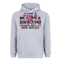 Heather Grey Just a Mama Out Here Trying Not To Raise Assholes Heavyweight Hoodie - CowhideDigitalArt