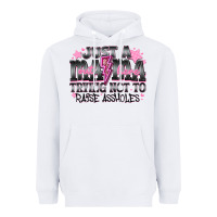 White Just a Mama Out Here Trying Not To Raise Assholes Heavyweight Hoodie - CowhideDigitalArt