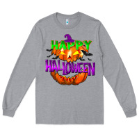 Heather Grey Happy Halloween Long Sleeve Tee - NancyCooperArtShop