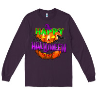 Plum Happy Halloween Long Sleeve Tee - NancyCooperArtShop