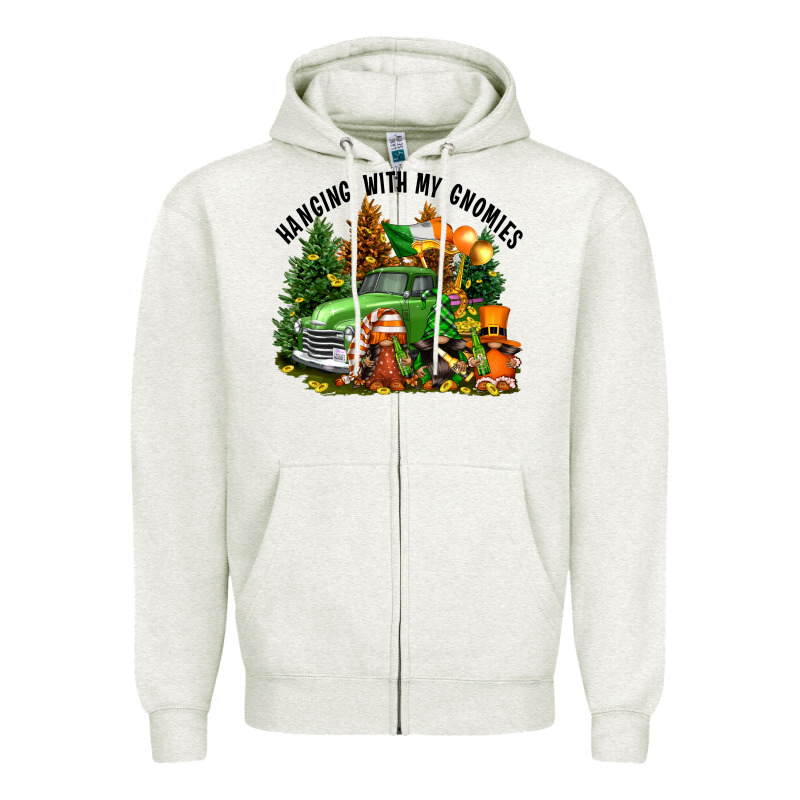 St. Patricks Day Hanging With My Gnomies Zipper Hoodie by FaDigitalArtStudio | Teevron