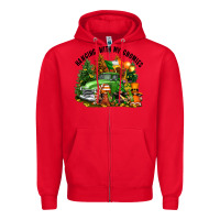 Red St. Patricks Day hanging with my gnomies Zipper Hoodie - FaDigitalArtStudio