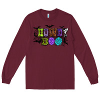 Burgundy Halloween howdy boo Long Sleeve Tee - NancyCooperArtShop