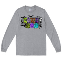 Heather Grey Halloween howdy boo Long Sleeve Tee - NancyCooperArtShop