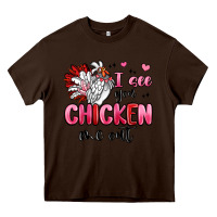 Chocolate Brown i see you chicken out Heavy Core Tee - MaliasSmallBusiness