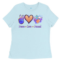 Baby Blue Peace Love Dental Ladies Tee - Jasminsmagicworld