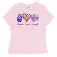 Bubblegum Pink Peace Love Dental Ladies Tee - Jasminsmagicworld