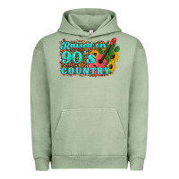 Pigment Oil Green raised 90's country guitar cactus sunflower's Urban Hoodie - Artiststas