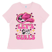 Bubblegum Pink lets go girls Ladies Tee - NancyCooperArtShop