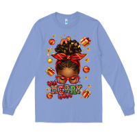 Colony Blue one merry nana christmas afro messy bun Long Sleeve Tee - texasbilliewilder