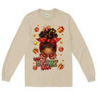 Mushroom one merry nana christmas afro messy bun Long Sleeve Tee - texasbilliewilder
