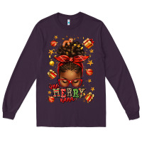 Plum one merry nana christmas afro messy bun Long Sleeve Tee - texasbilliewilder