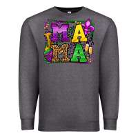 Charcoal Heather Mardi Gras leopard frame mama Mother's Day Premium Sweatshirt - LillyAllenDesigns
